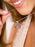 Prasiolite and Amethyst Duo Stone Necklace 925 Silver Plated