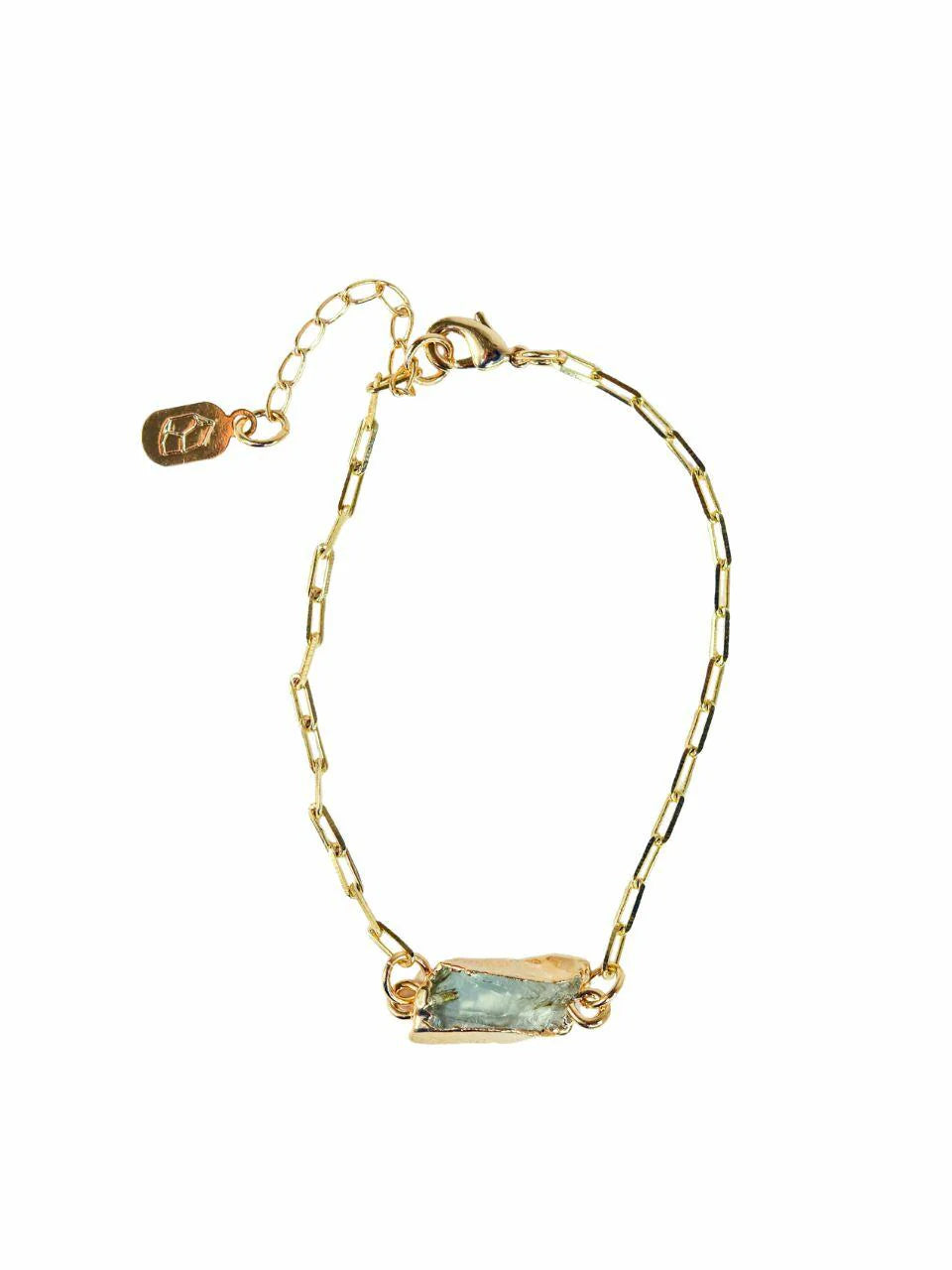 Prasiolite Link Chain Bracelet 18k Gold Plated