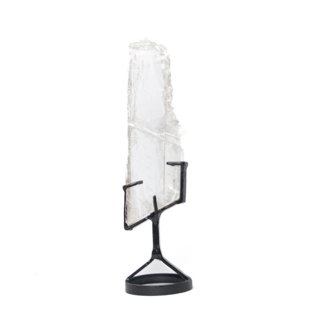 Mineral Gypsum Stone on Black Metal Base - Collection