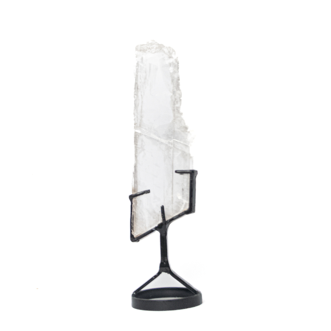 Mineral Gypsum Stone on Black Metal Base - Collection