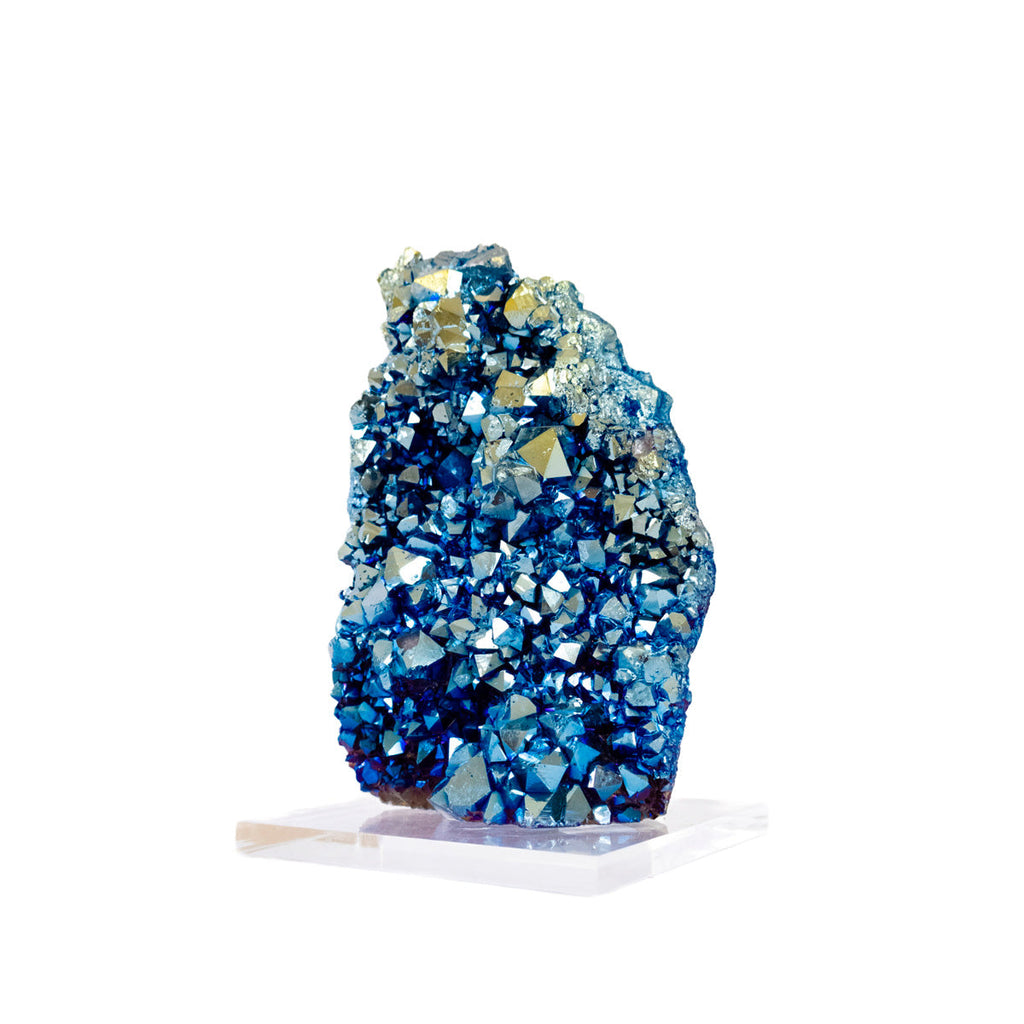 Blue Titanium Quartz Druze on Acrylic Base 870 grams