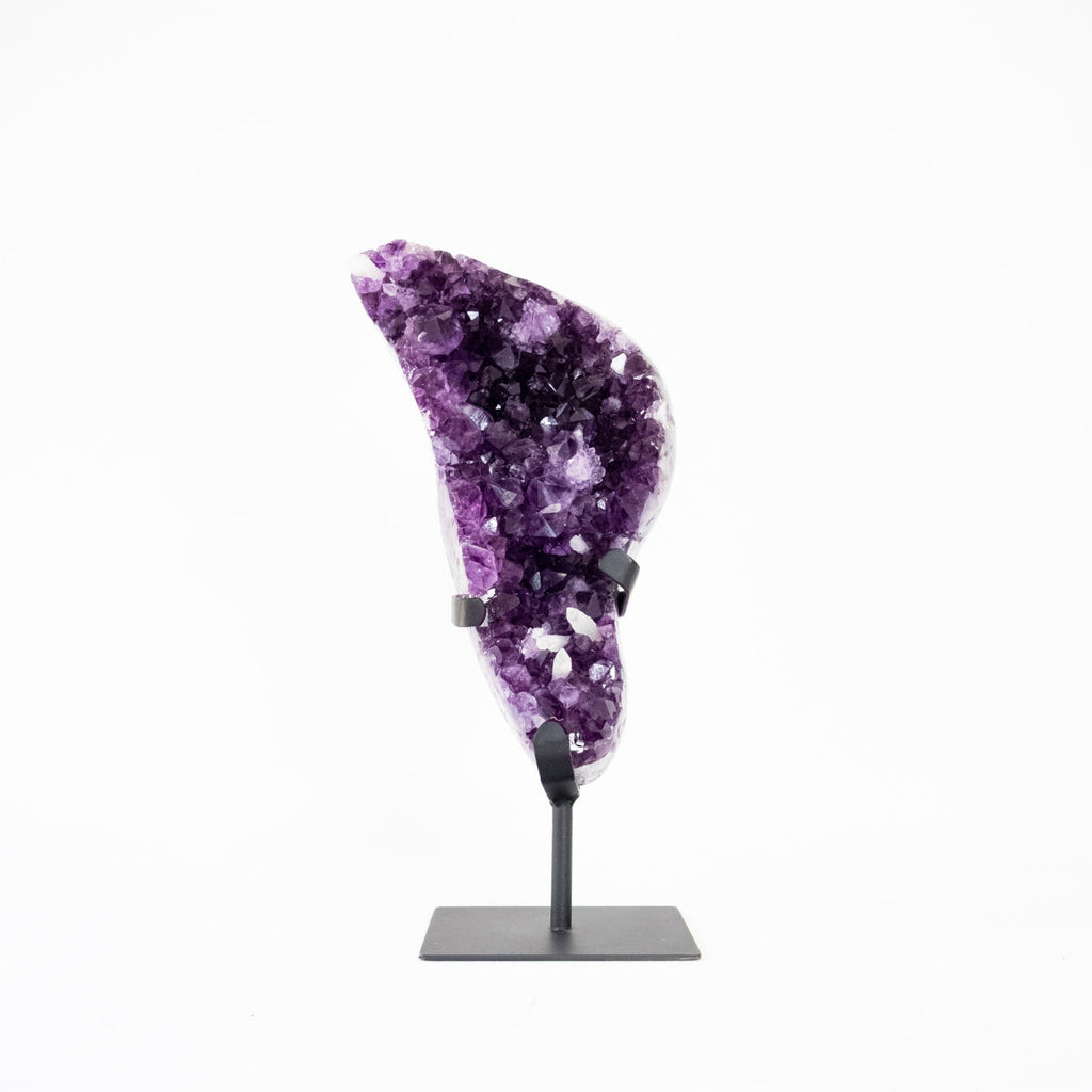 Extra Amethyst Druze with Crystallized Calcite Inclusion on Black Metal Base 2.770 kg