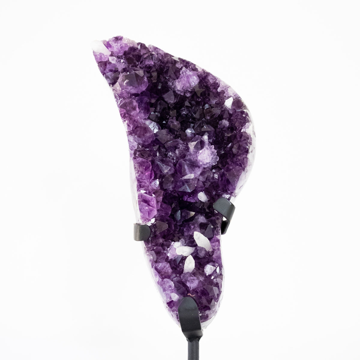 Extra Amethyst Druze with Crystallized Calcite Inclusion on Black Metal Base 2.770 kg