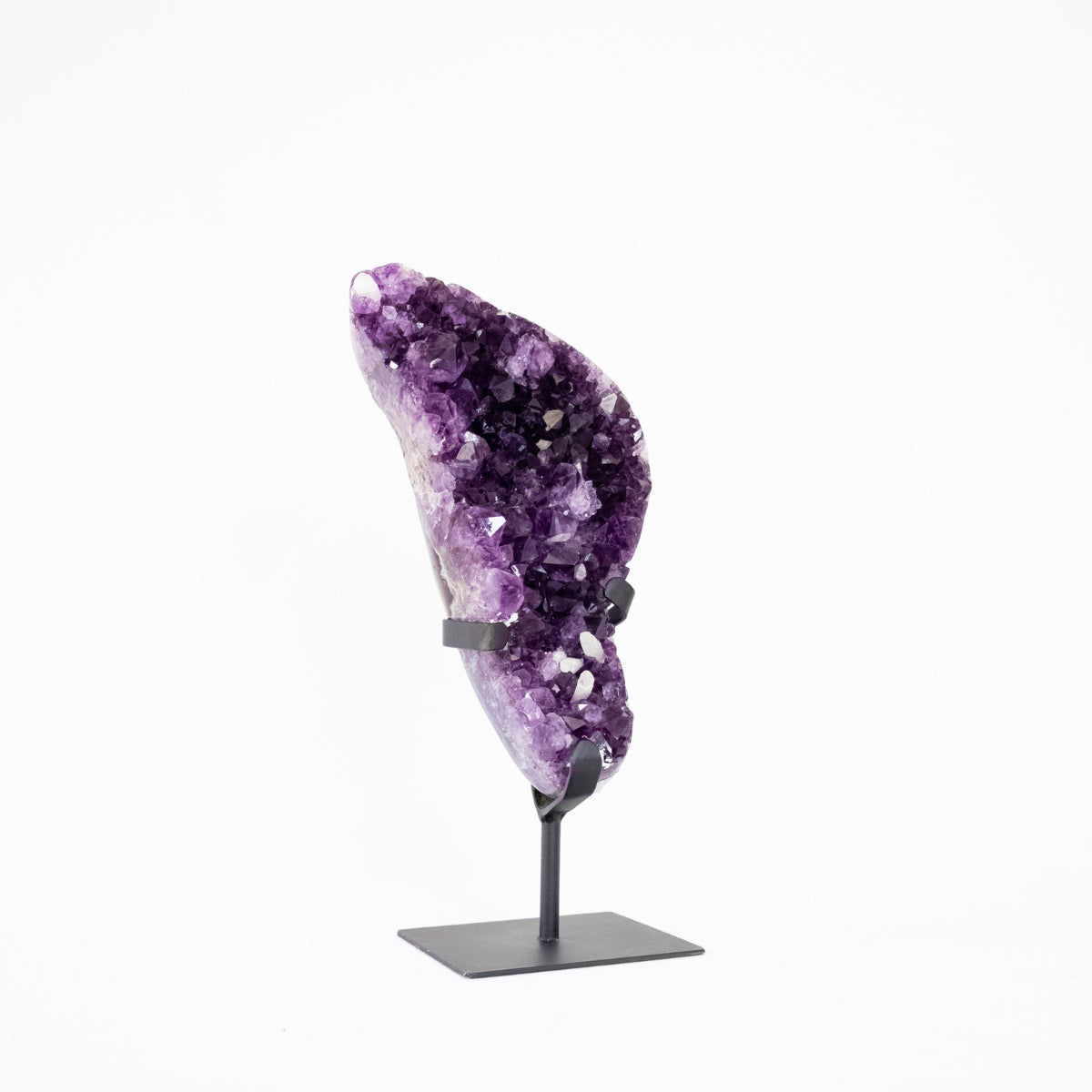 Extra Amethyst Druze with Crystallized Calcite Inclusion on Black Metal Base 2.770 kg