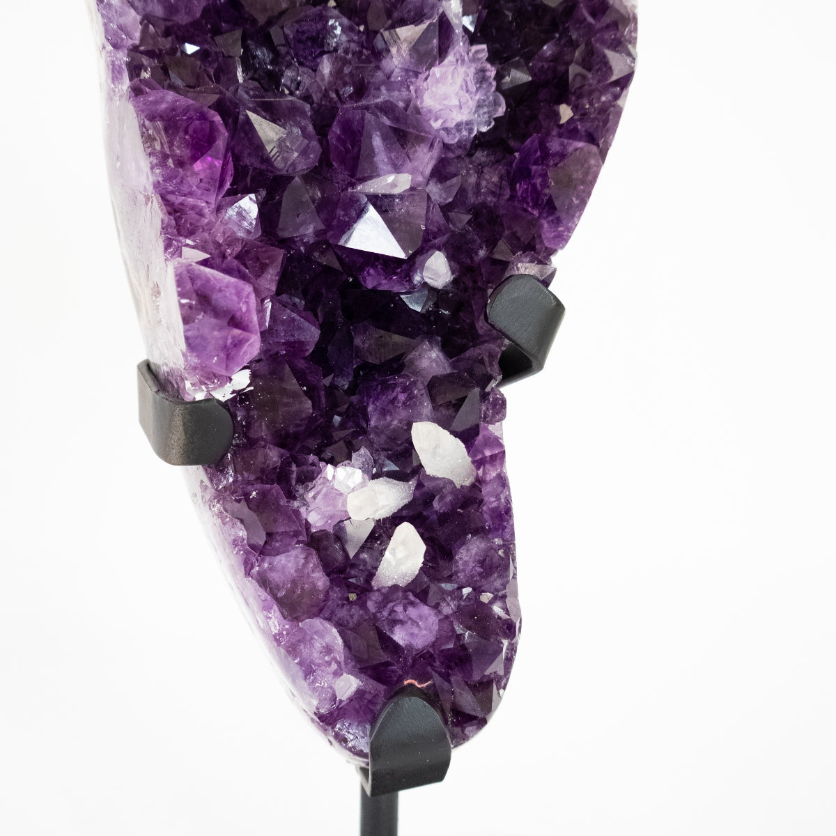 Extra Amethyst Druze with Crystallized Calcite Inclusion on Black Metal Base 2.770 kg