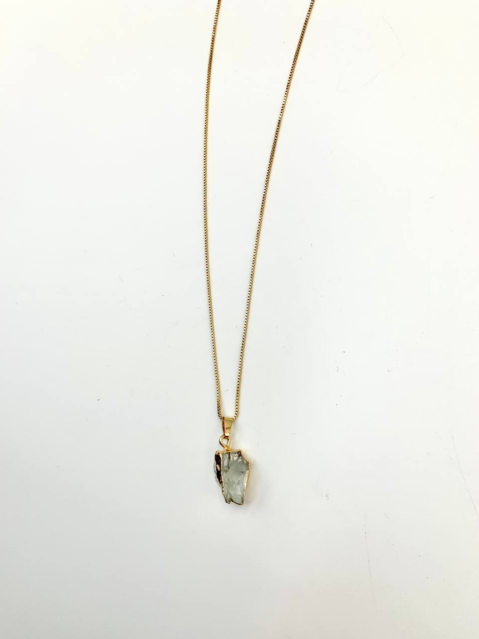 Long Prasiolite Necklace 18k Gold Plated