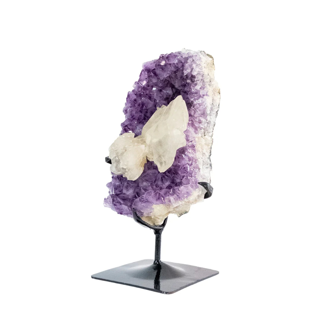 Amethyst Druze with Crystallized Calcite Inclusion on Black Metal Base – 6.480kg