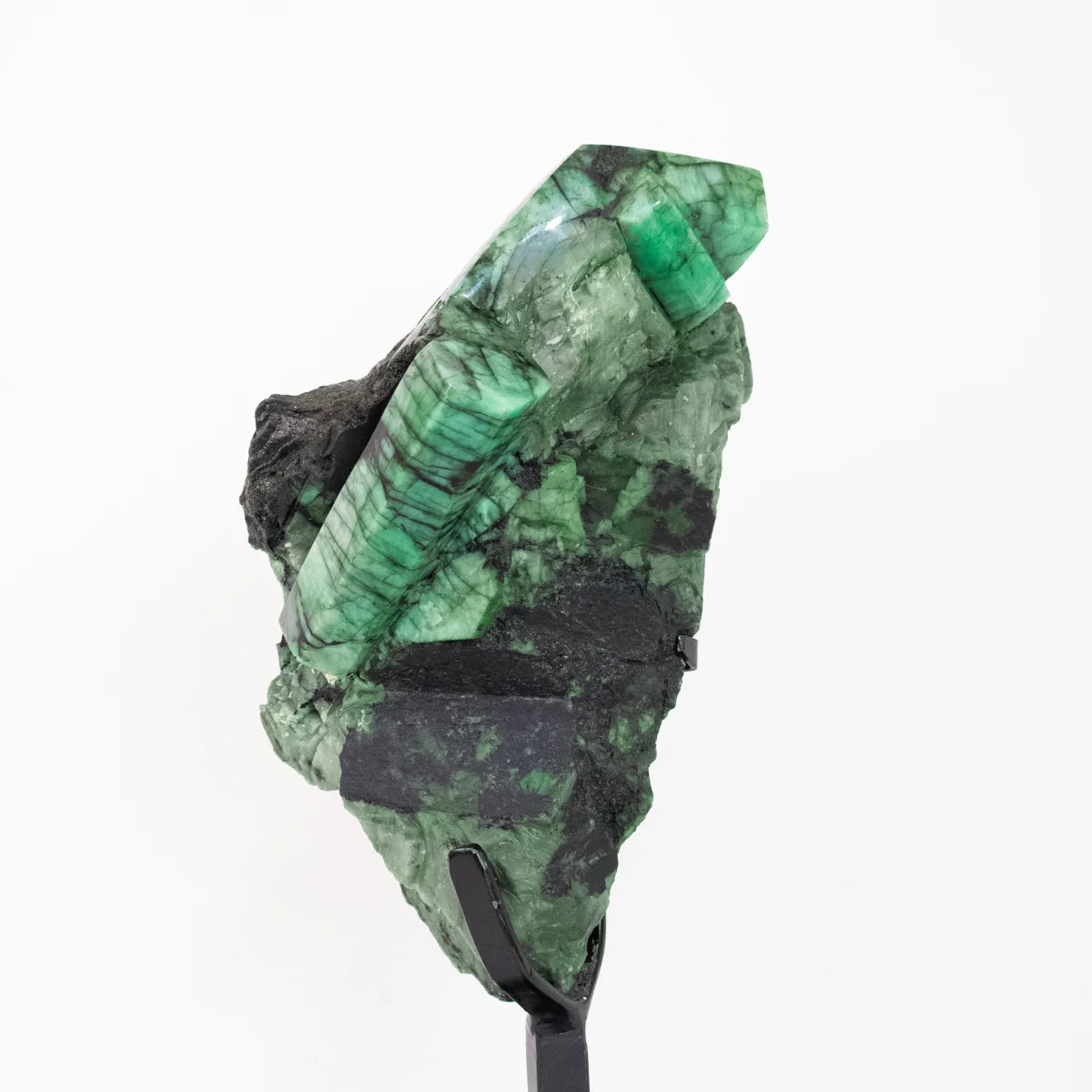 Extra Semi-Polished Emerald Stone on Black Metal Base 4.230 kg
