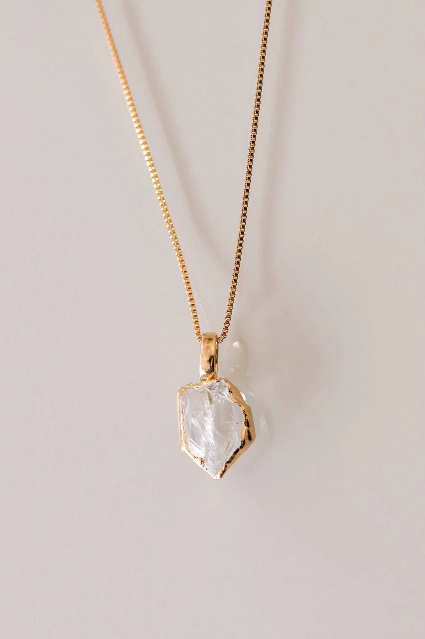 Quartz Crystal Details Necklace 18k Gold Plated