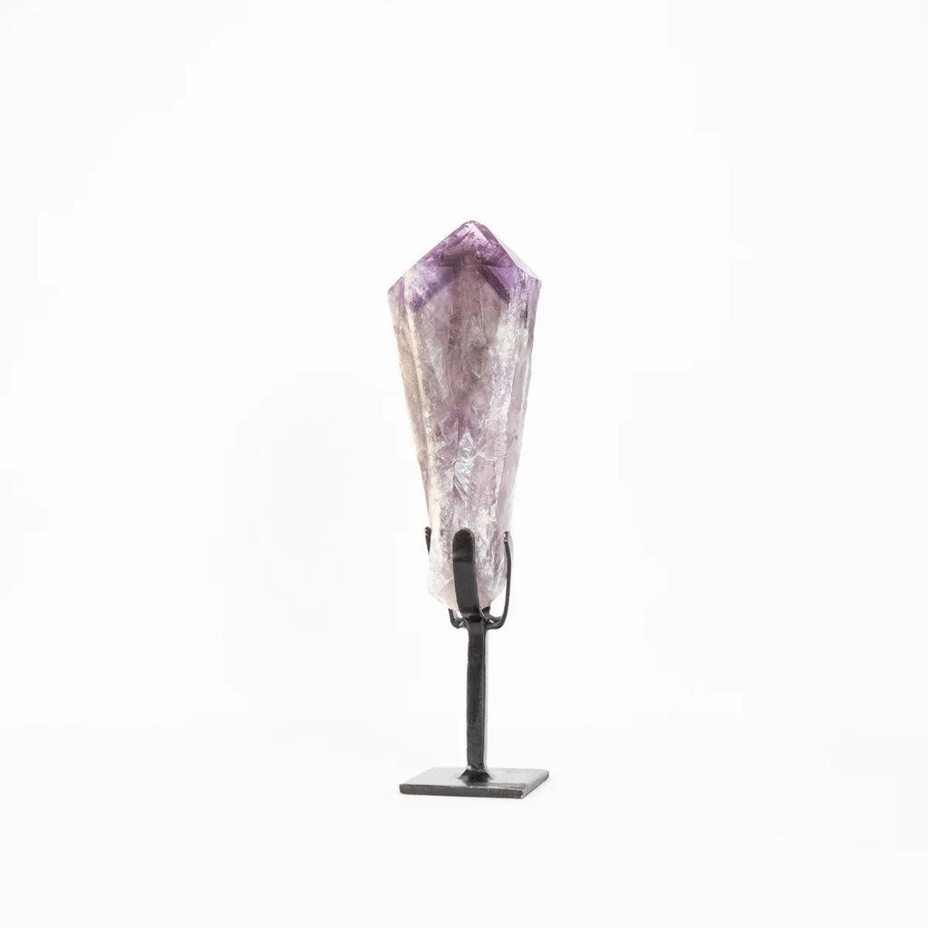 Extra Phantom Amethyst Scepter Point on Black Metal Base 1.010 kg