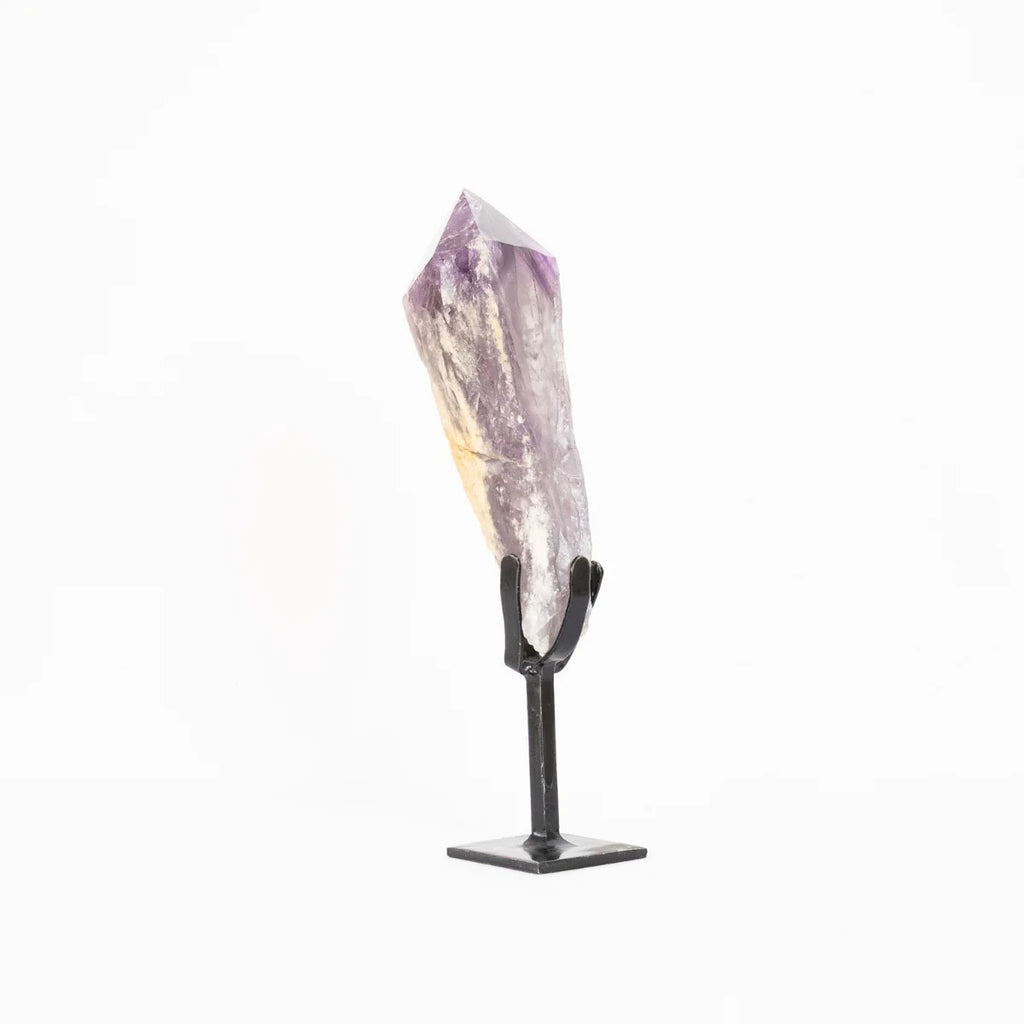 Extra Phantom Amethyst Scepter Point on Black Metal Base 1.010 kg