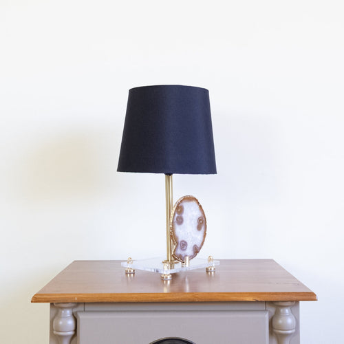 Natural Agate Slice Lamp Gold Plated on Acrylic Base