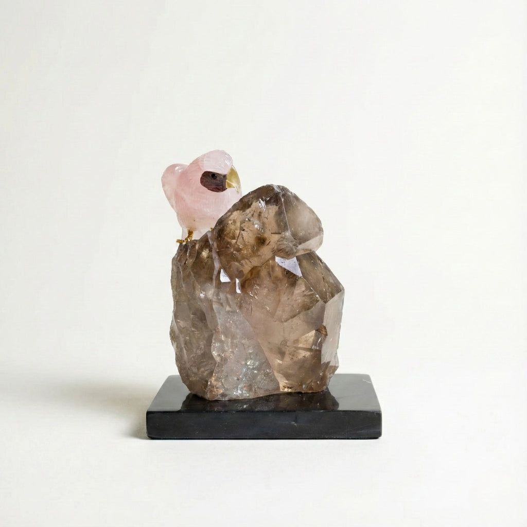 Polished Hyaline Phantom Quartz Crystal Freeform Swivel Gold Metal Base