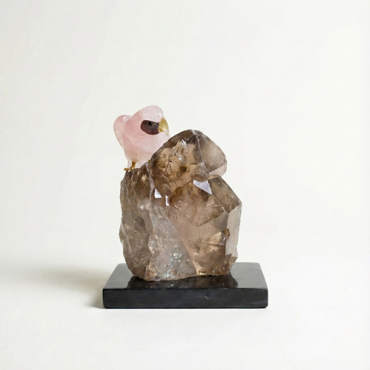 Polished Hyaline Phantom Quartz Crystal Freeform Swivel Gold Metal Base