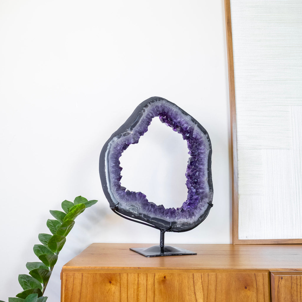 Extra Uruguayan Amethyst Druzy Hoop on Black Metal Base 6.460 kg