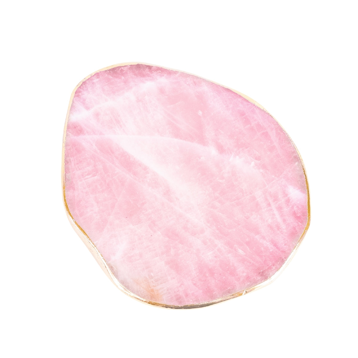 Extra Polished Rose Quartz Tray 24k Gold Plated Edge - 1.845 kg