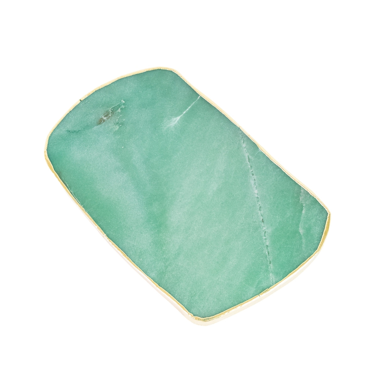 Extra Polished Green Quartz Tray 24k Gold Plated Edge - 1.940 kg