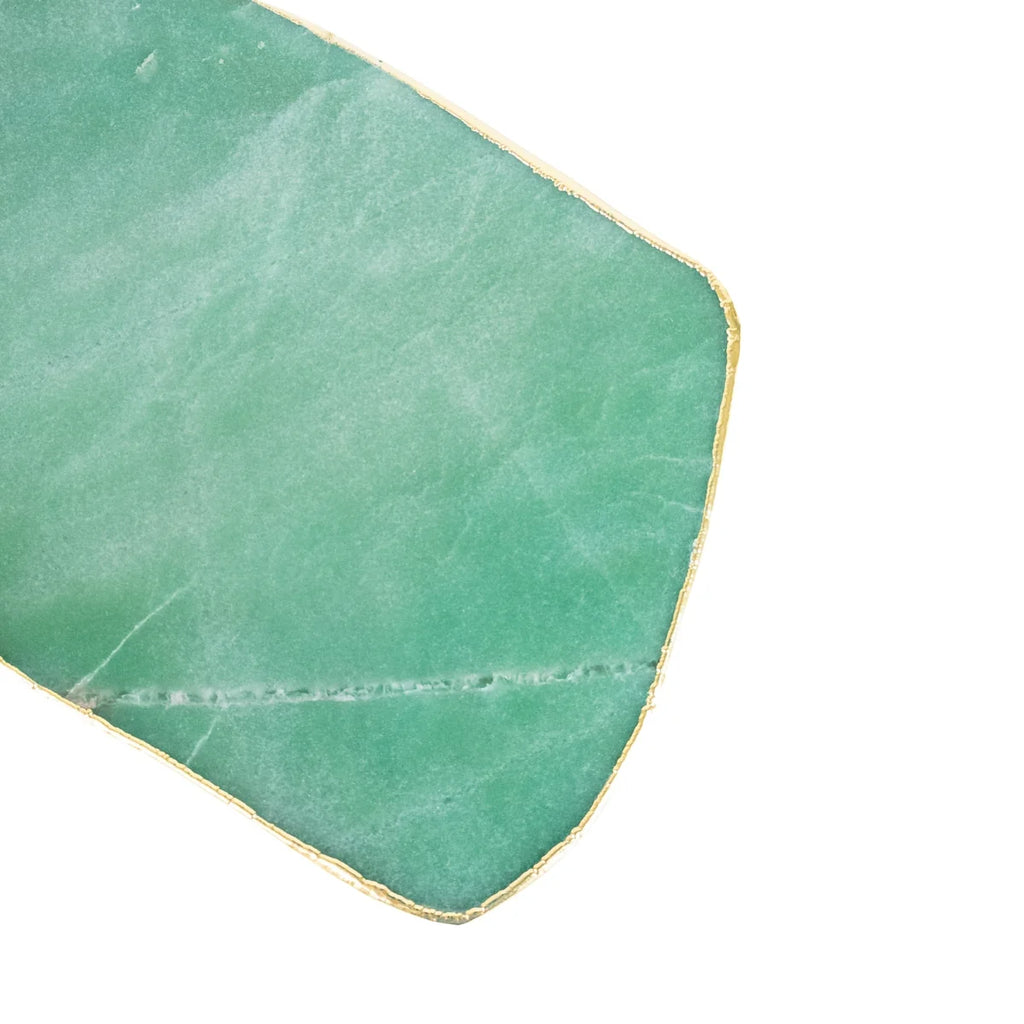 Extra Polished Green Quartz Tray 24k Gold Plated Edge - 1.940 kg