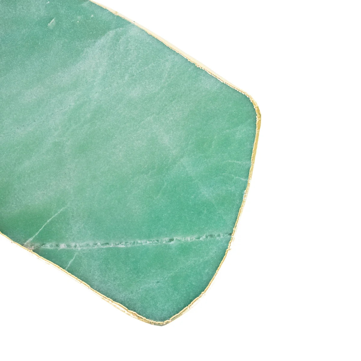 Extra Polished Green Quartz Tray 24k Gold Plated Edge - 1.940 kg