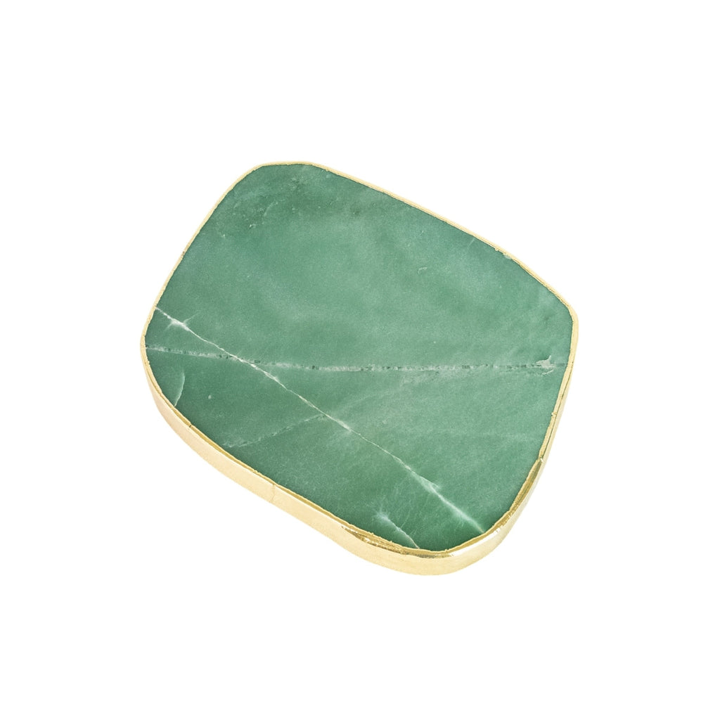 Extra Polished Green Quartz Tray 24k Gold Plated Edge - 2.635 kg