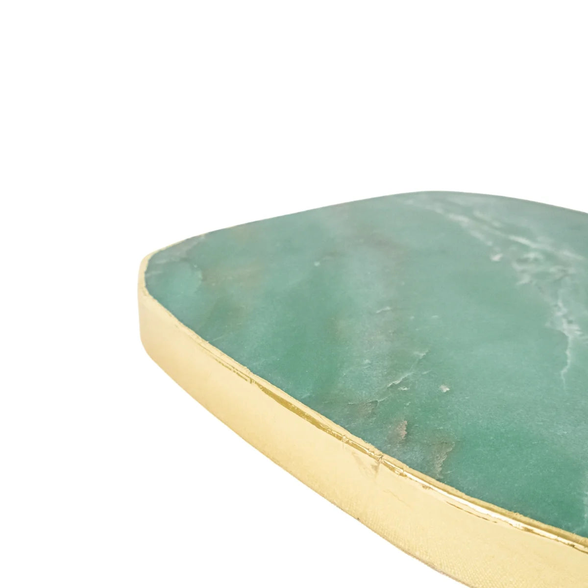 Extra Polished Green Quartz Tray 24k Gold Plated Edge - 1.940 kg