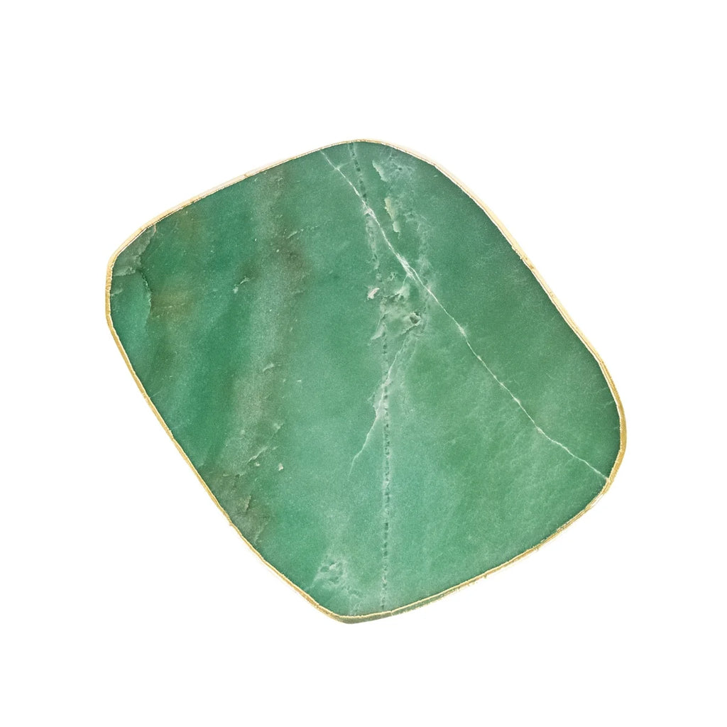 Extra Polished Green Quartz Tray 24k Gold Plated Edge - 2.635 kg