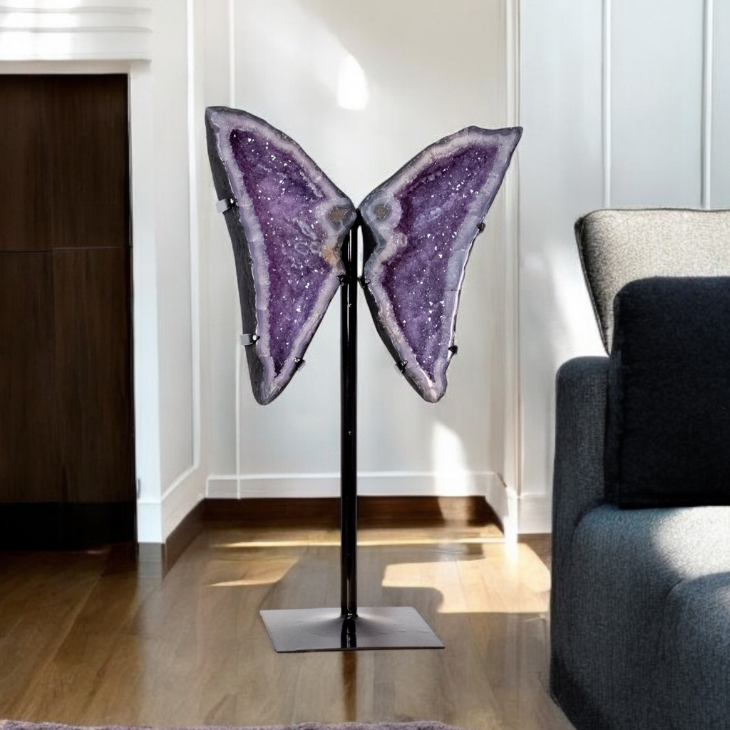 Amethyst Cathedral Butterfly Metal Base 22.1kg