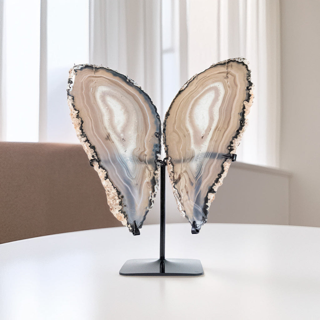 Polished Natural Grey Agate Slice Butterfly 2.450 kg