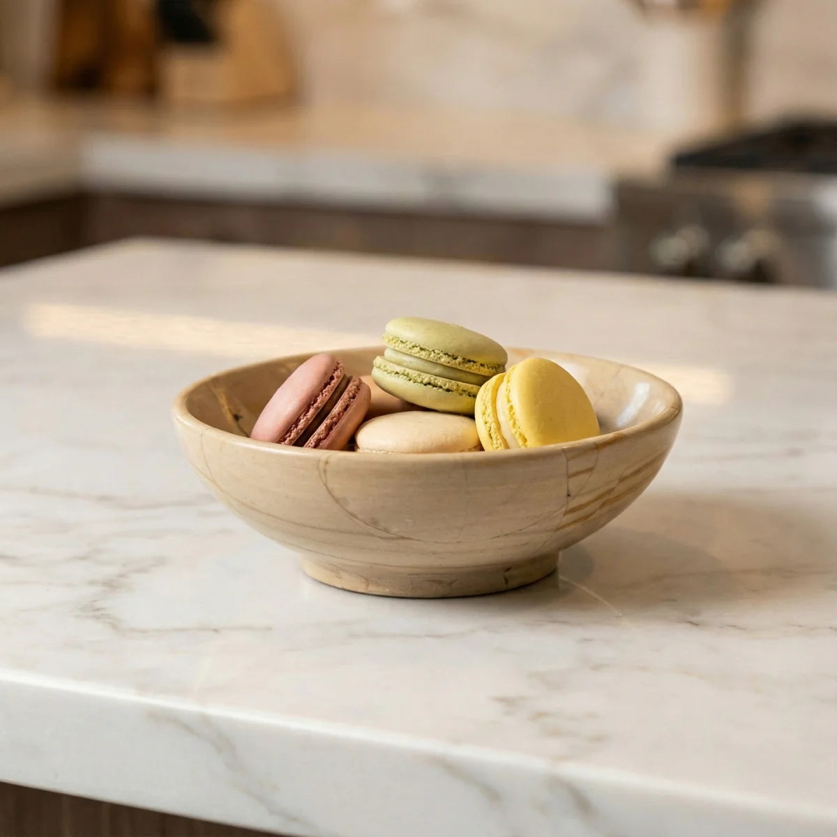 Brown Onyx Bowl, Wood Color, Approximately 10 cm