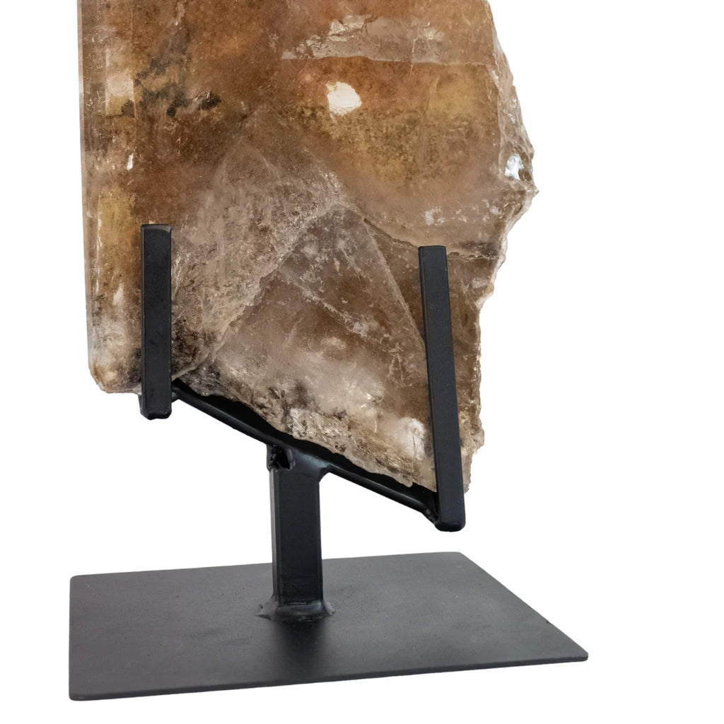 Polished Shaman Quartz Crystal Slice on Black Metal Base 2.460 Kg