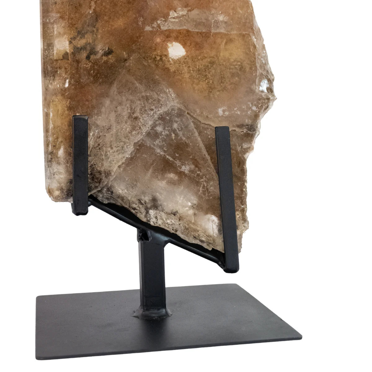Polished Shaman Quartz Crystal Slice on Black Metal Base 2.460 Kg