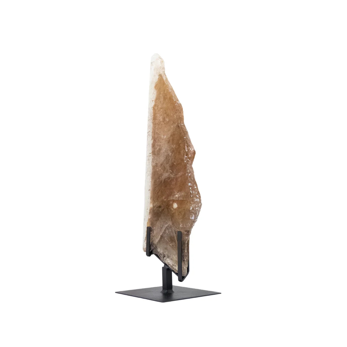 Polished Shaman Quartz Crystal Slice on Black Metal Base 2.460 Kg
