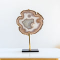 Natural Agate Slice Gold Plated on Glass Base 559 grams