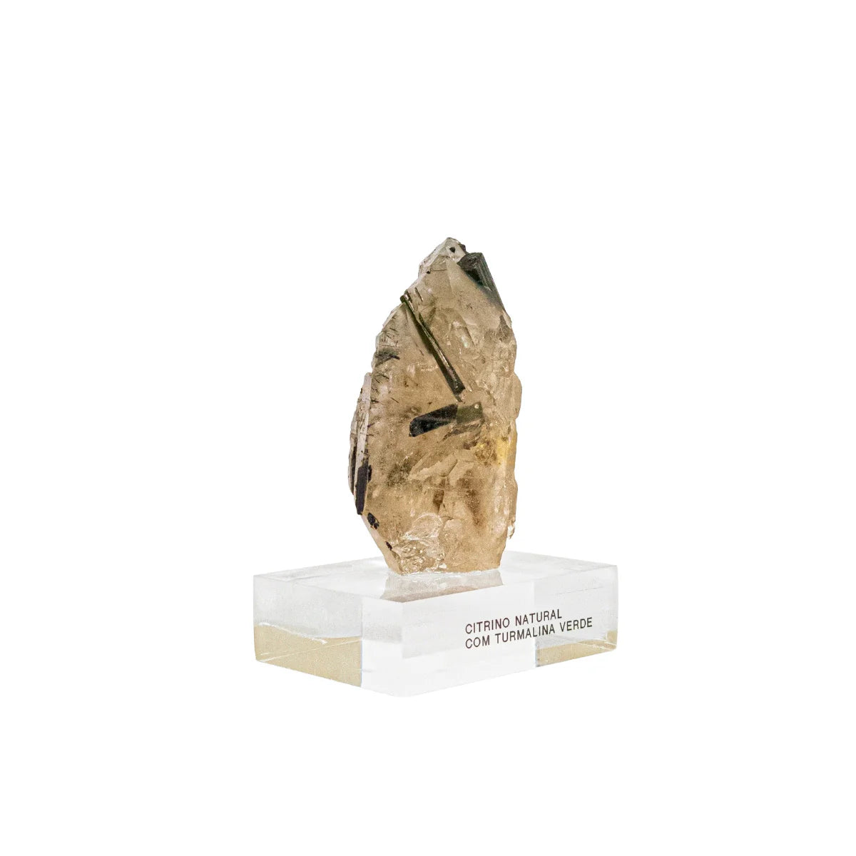 Natural Citrine with Green Tourmaline Inclusions on Acrylic Base (Collection) 238 grams