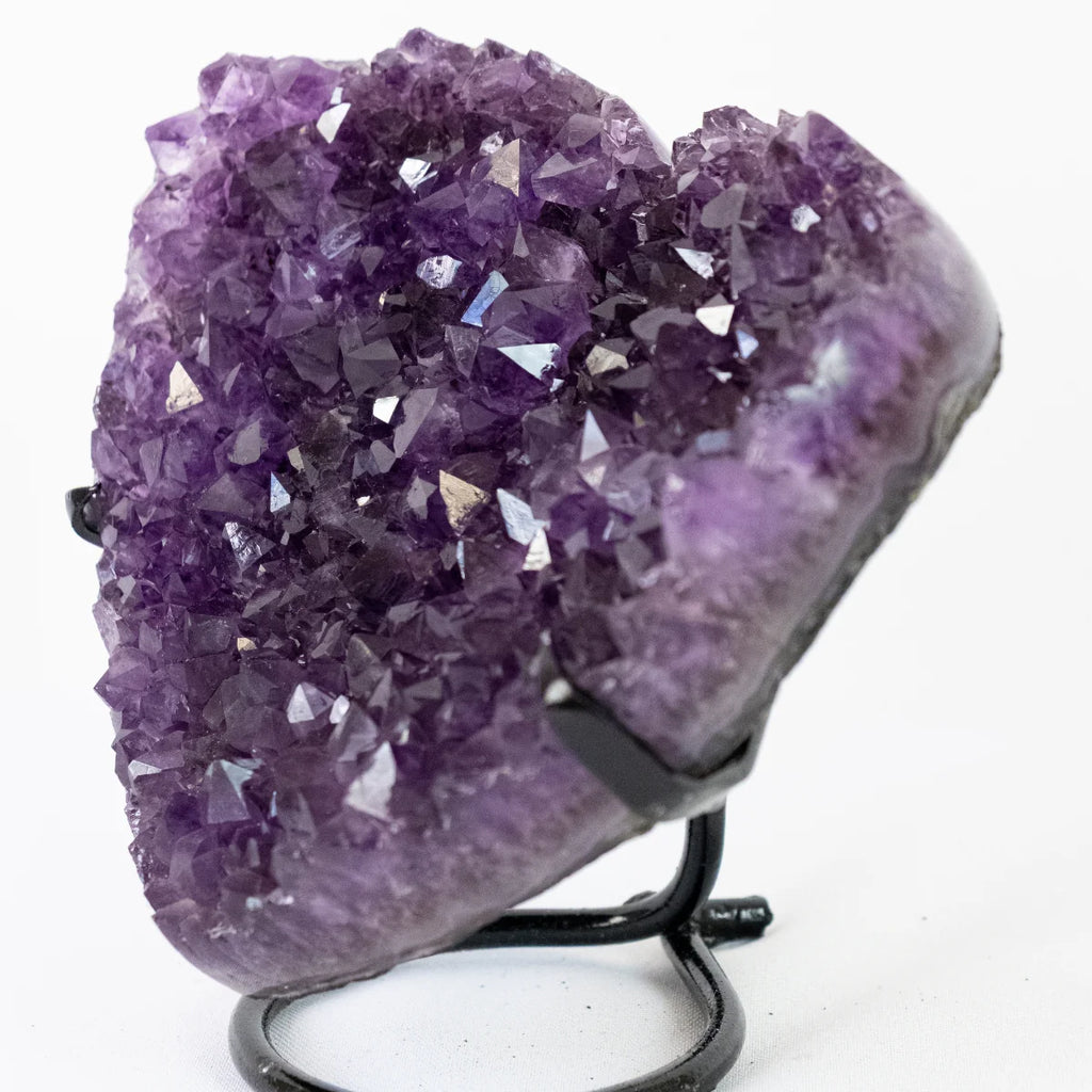Amethyst Druze Heart Polished Edge on Metal Base 1.600 kg