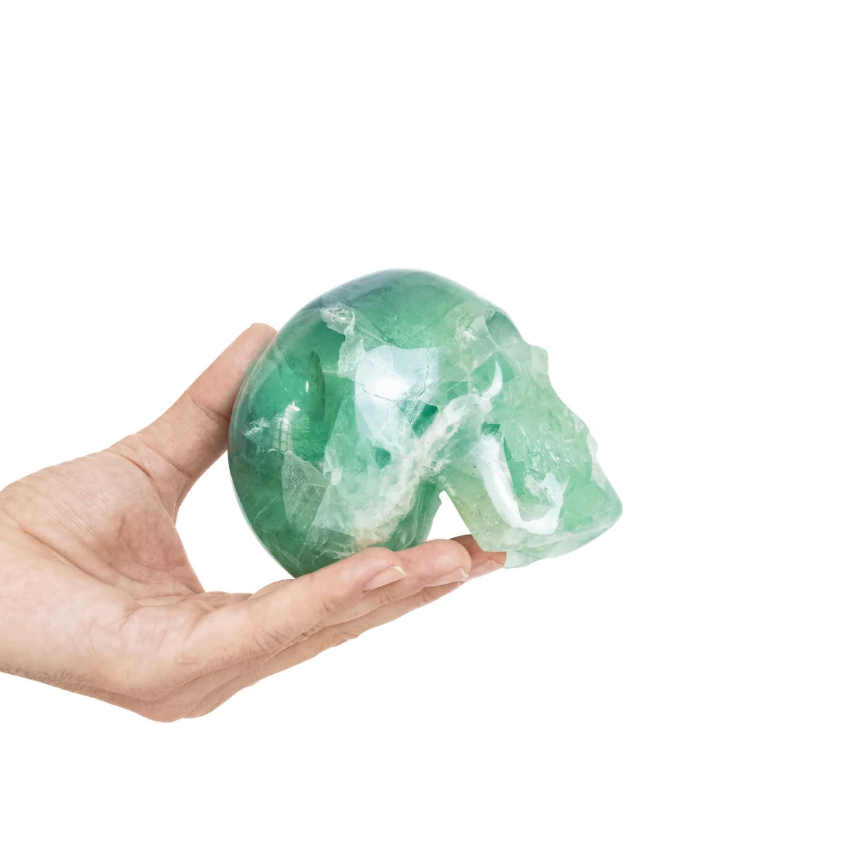 Carved Skull in Multicolor Fluorite Stone 970 grams (collection)