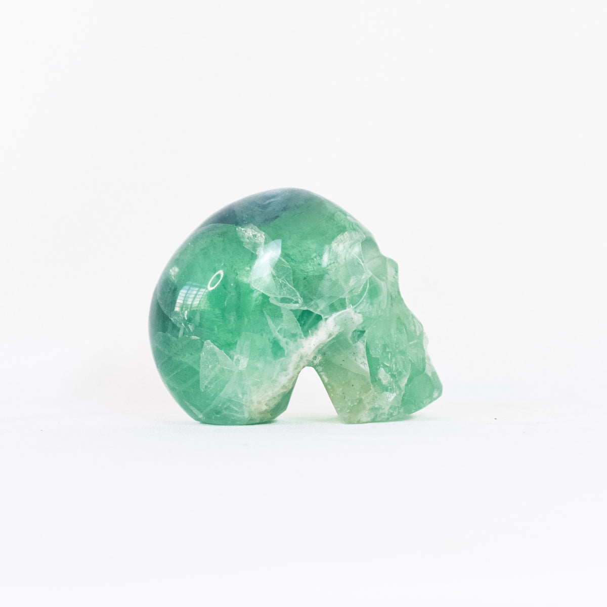 Multicolor Fluorite Stone Carved Skull 970 grams (collection)