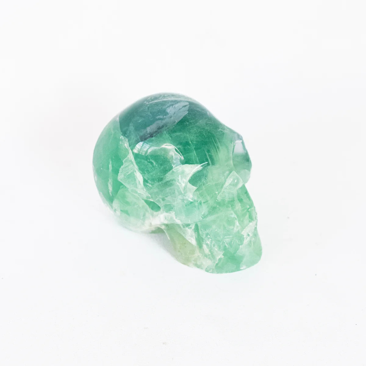 Carved Skull in Multicolor Fluorite Stone 970 grams (collection)