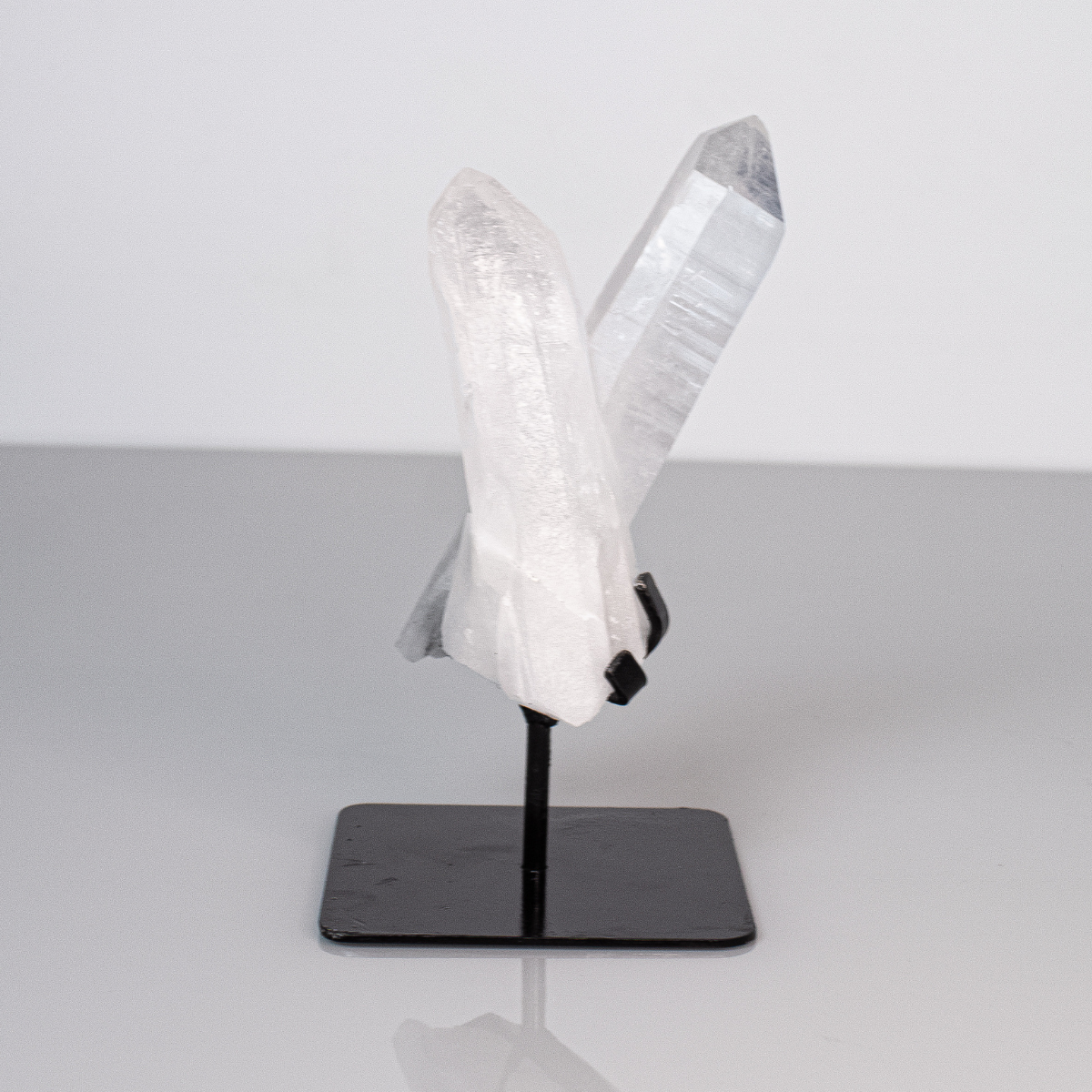 High Purity Lemurian Crystal Druze Black Metal Base 880 grams