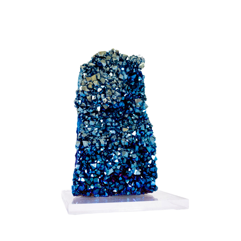 Blue Titanium Quartz Druzy on Acrylic Base 855 grams