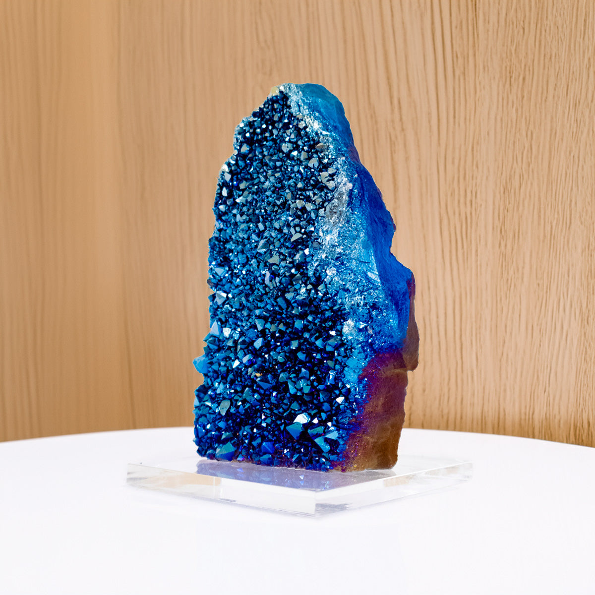 Blue Titanium Quartz Druzy on Acrylic Base 960 grams