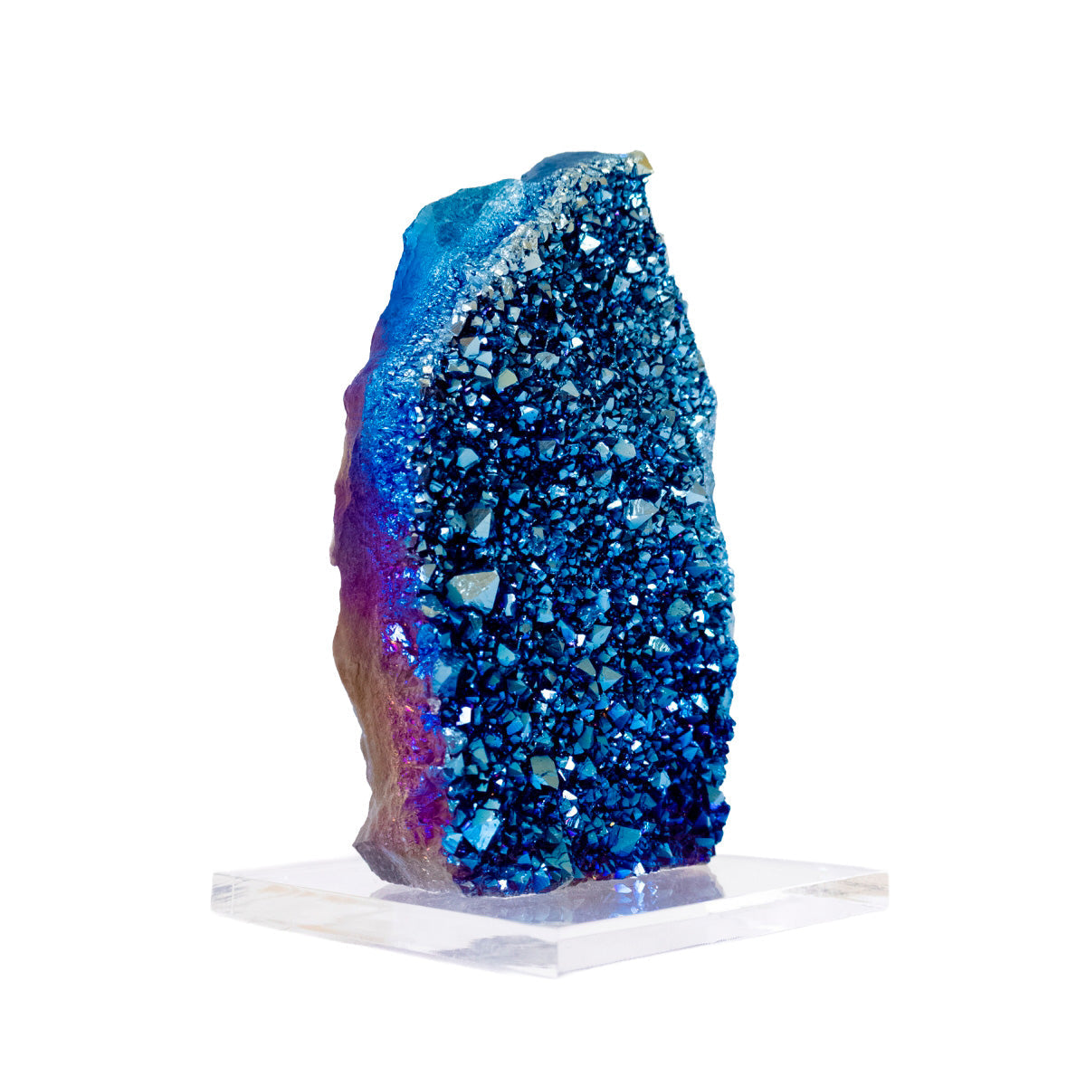Blue Titanium Quartz Druzy on Acrylic Base 960 grams