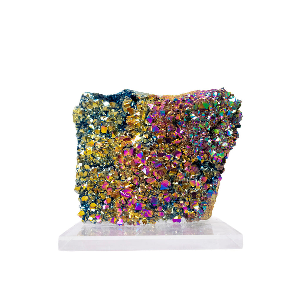 Rainbow Titanium Quartz Druzy on Acrylic Base 550 grams