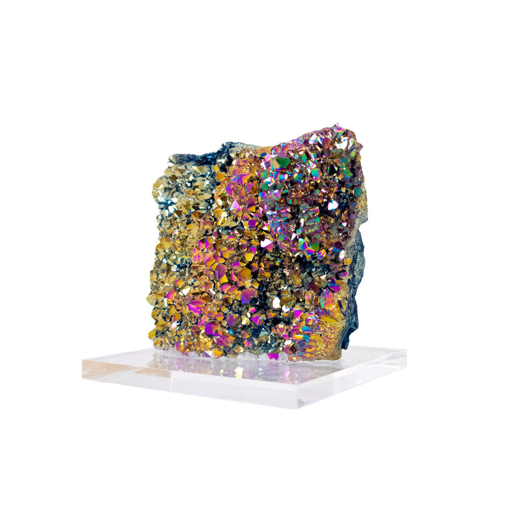 Rainbow Titanium Quartz Druzy on Acrylic Base 550 grams