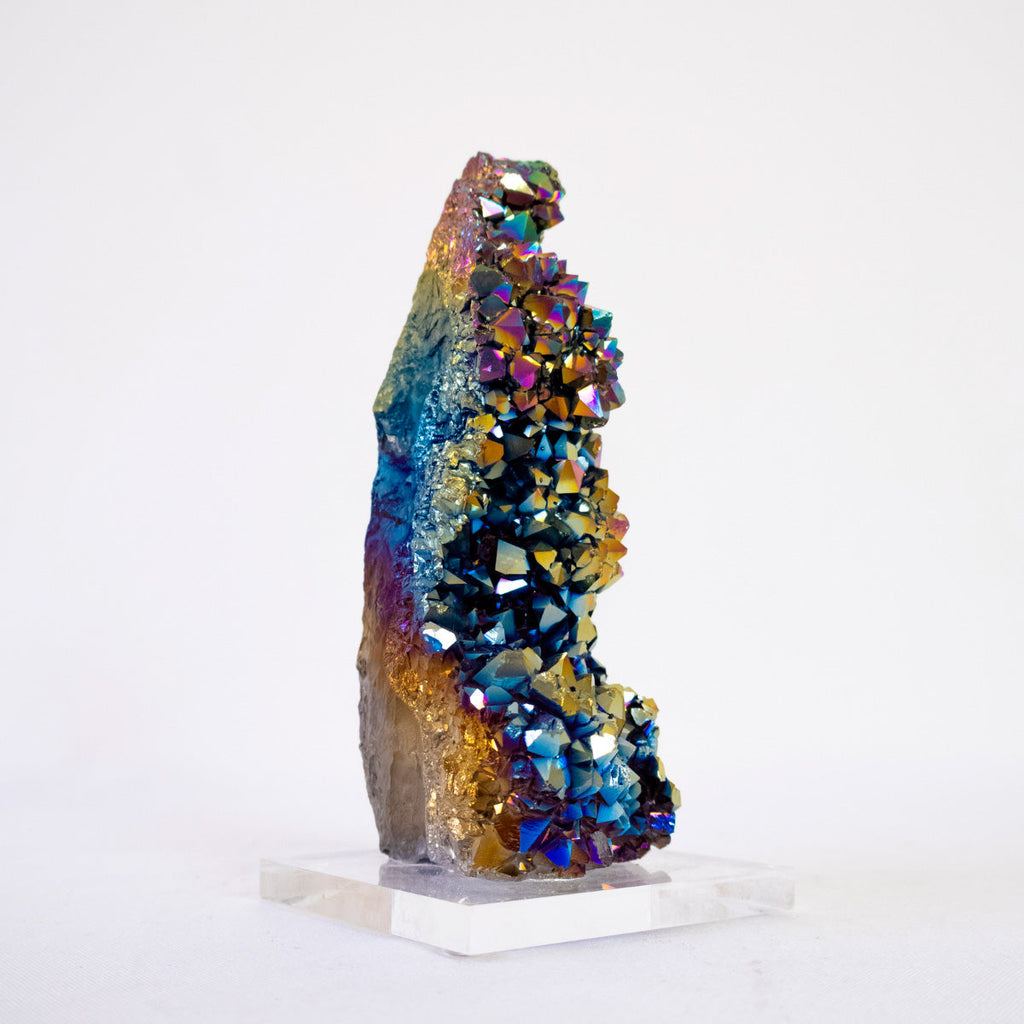 Rainbow Titanium Quartz Druzy on Acrylic Base 730 grams
