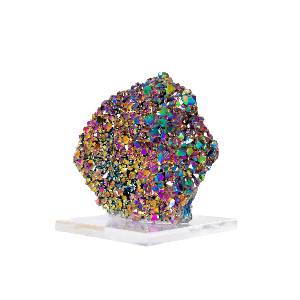 Rainbow Titanium Quartz Druzy on Acrylic Base 739 grams