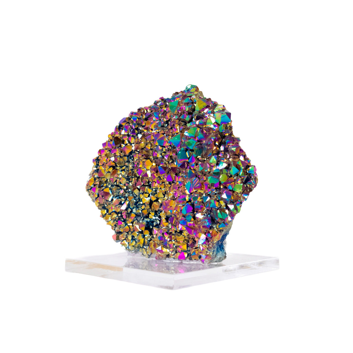 Rainbow Titanium Quartz Druzy on Acrylic Base 739 grams