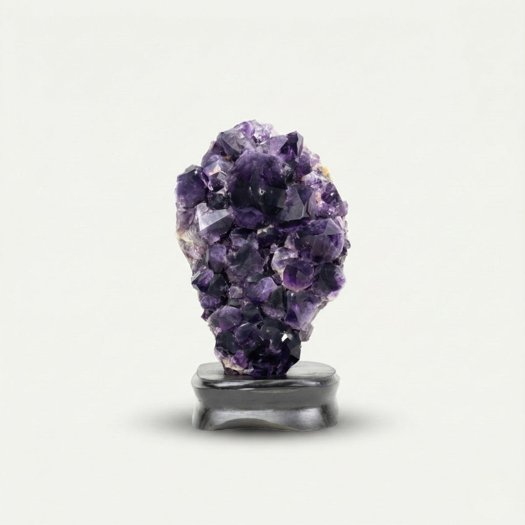 Extra African Amethyst Druzy on Dark Wood Base 4.073 kg