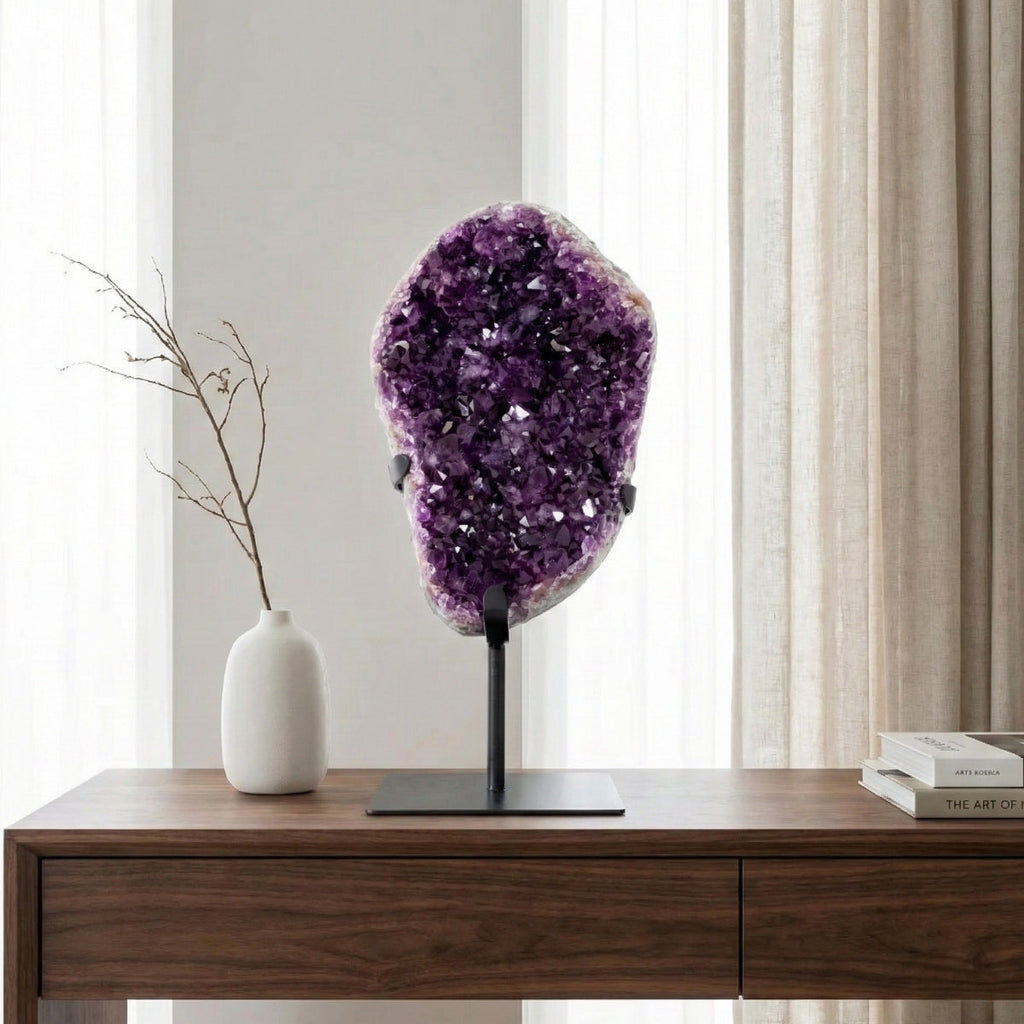 Extra Amethyst Druzy Polished Edge on Black Metal Base 5.950 kg