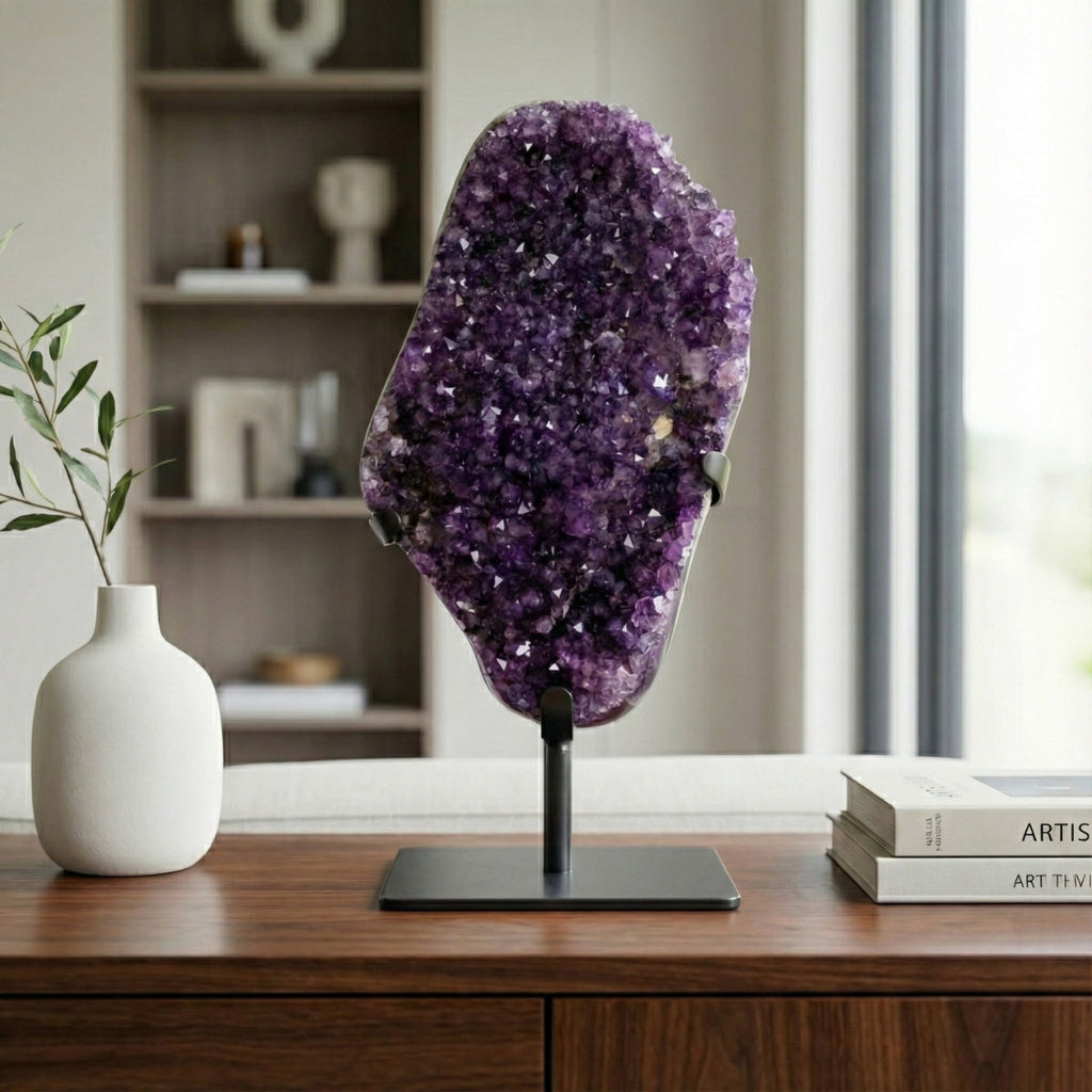 Extra Amethyst Druzy Polished Edge on Black Metal Base 8.00 kg